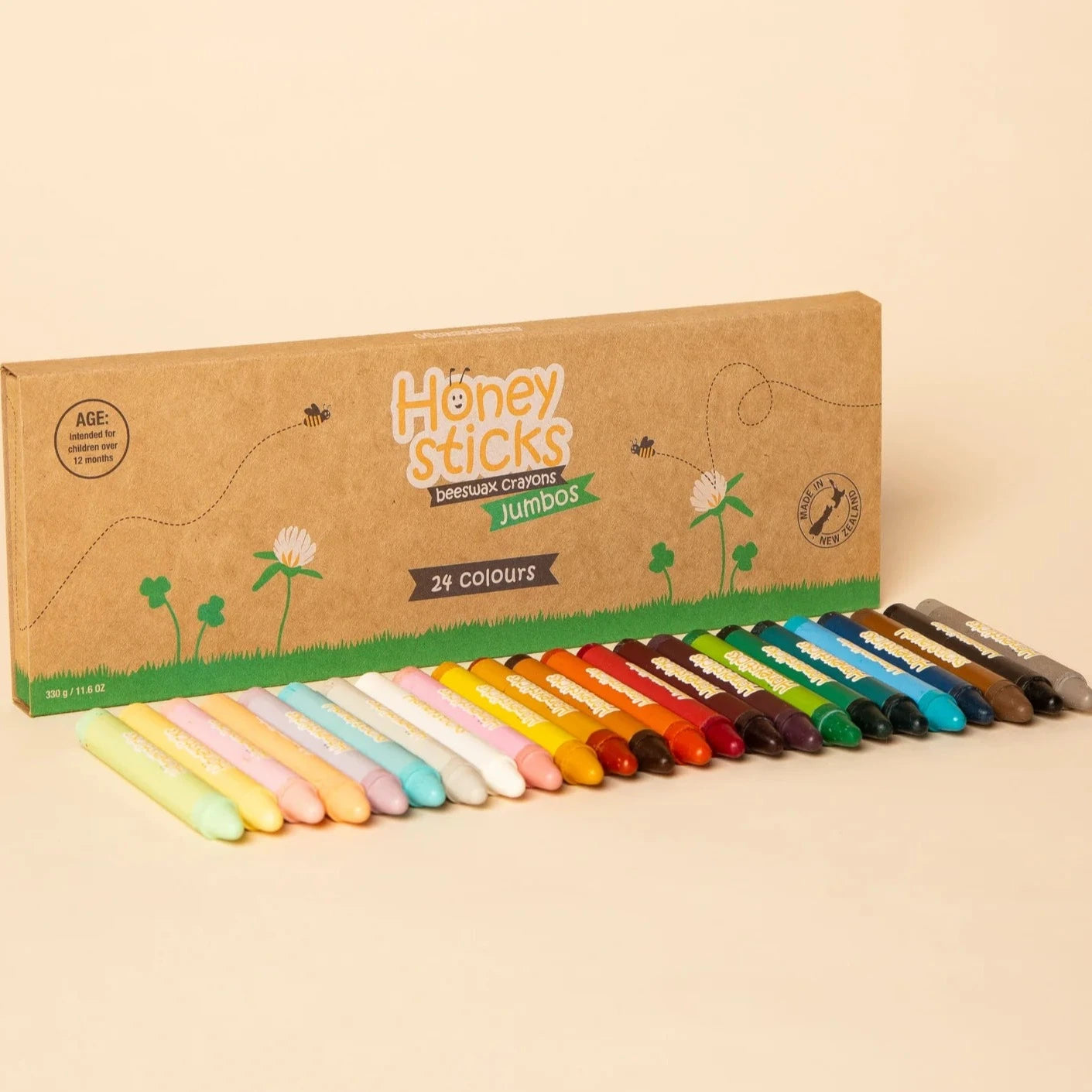 Honey Sticks Beeswax Crayons Jumbos 24 pack available at Bear & Moo