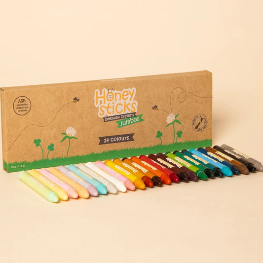 Honey Sticks Beeswax Crayons Jumbos 24 pack available at Bear & Moo