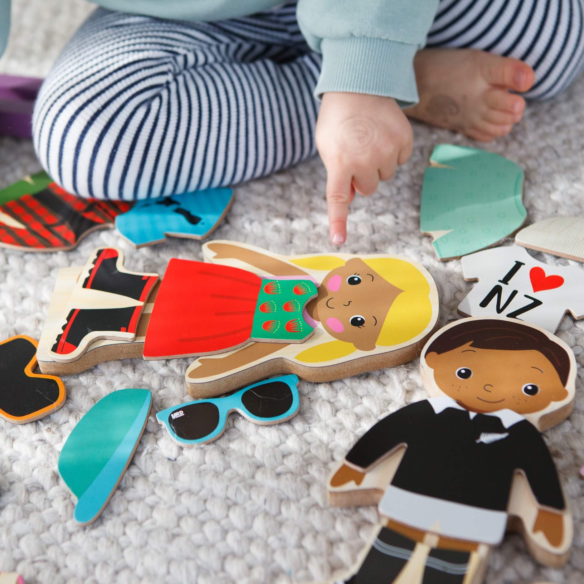 Kiwi Kids Dress Up | Tāne & Ruby Wooden Dress-Up Set available at Bear & Moo