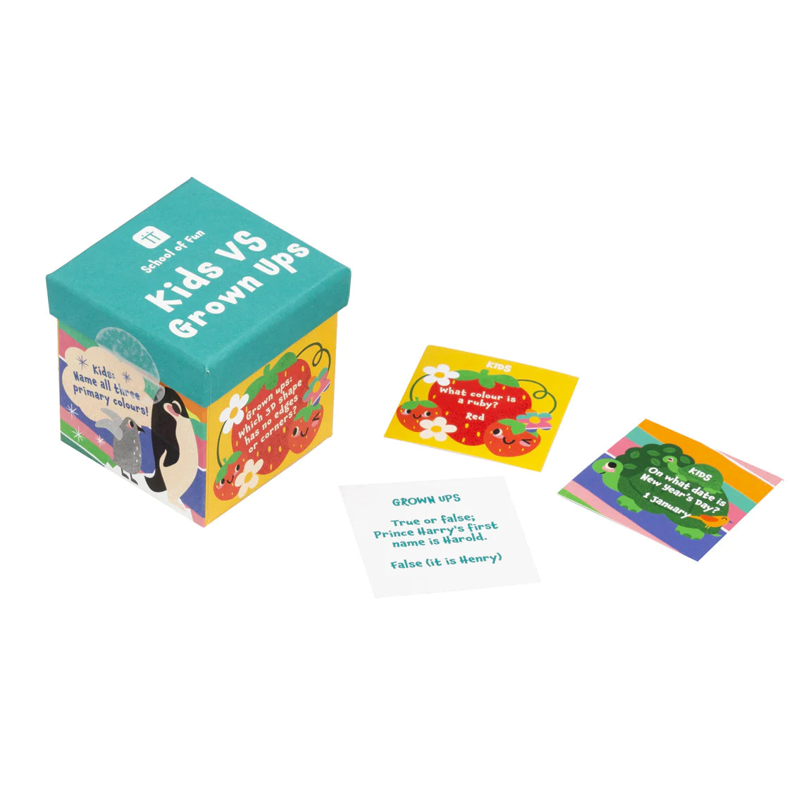 You Monkey School of Fun Kids Vs Grown Ups Trivia Box available at Bear & Moo