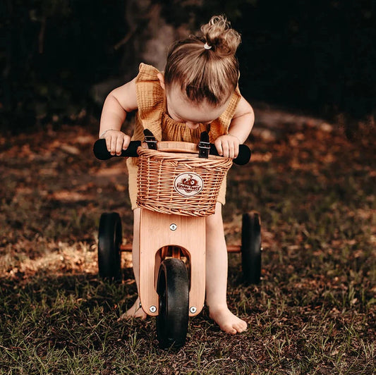 Kinderfeets Wicker Bike Basket available at Bear & Moo