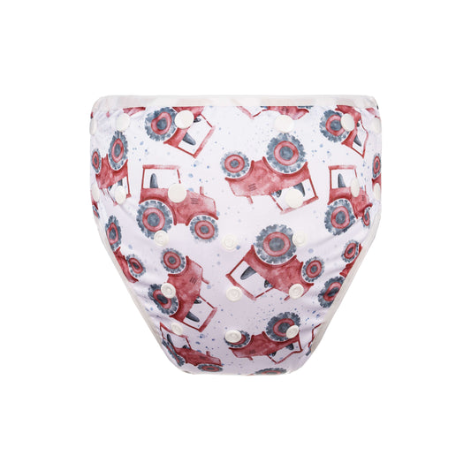 Bear & Moo Reusable Swim Nappy in Little Red Tractor