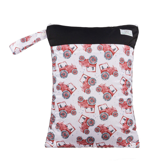 Bear & Moo Reusable Large Wet Bag in Little Red Tractor print