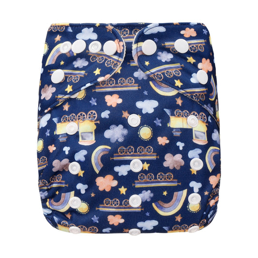 Bear & Moo Reusable Cloth Nappy | One Size Fits Most | Locomotive 