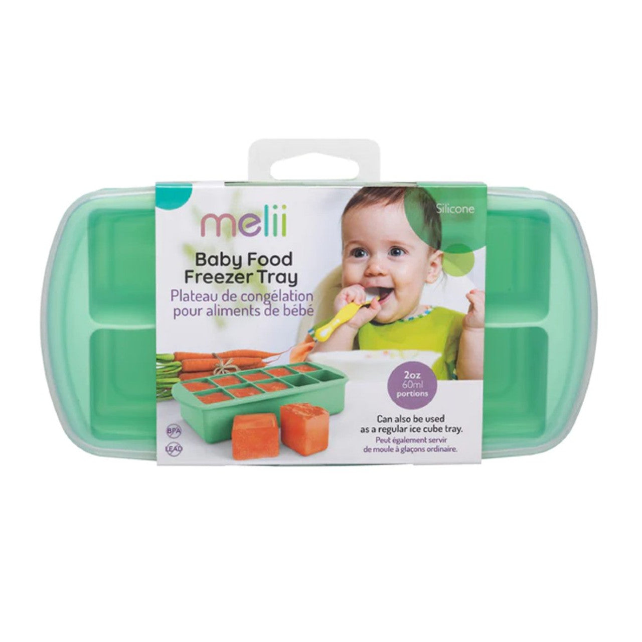 Melii Silicone Baby Food Freezer Tray with Lid available at Bear & Moo