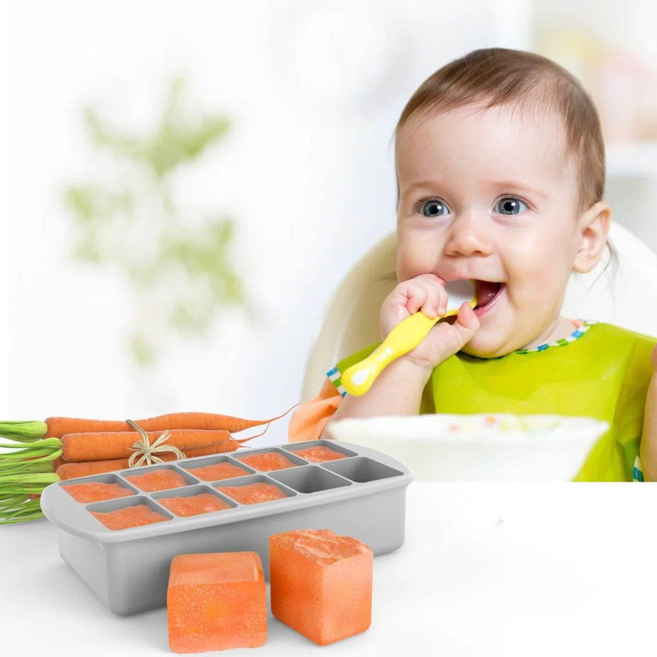 Melii Silicone Baby Food Freezer Tray with Lid available at Bear & Moo