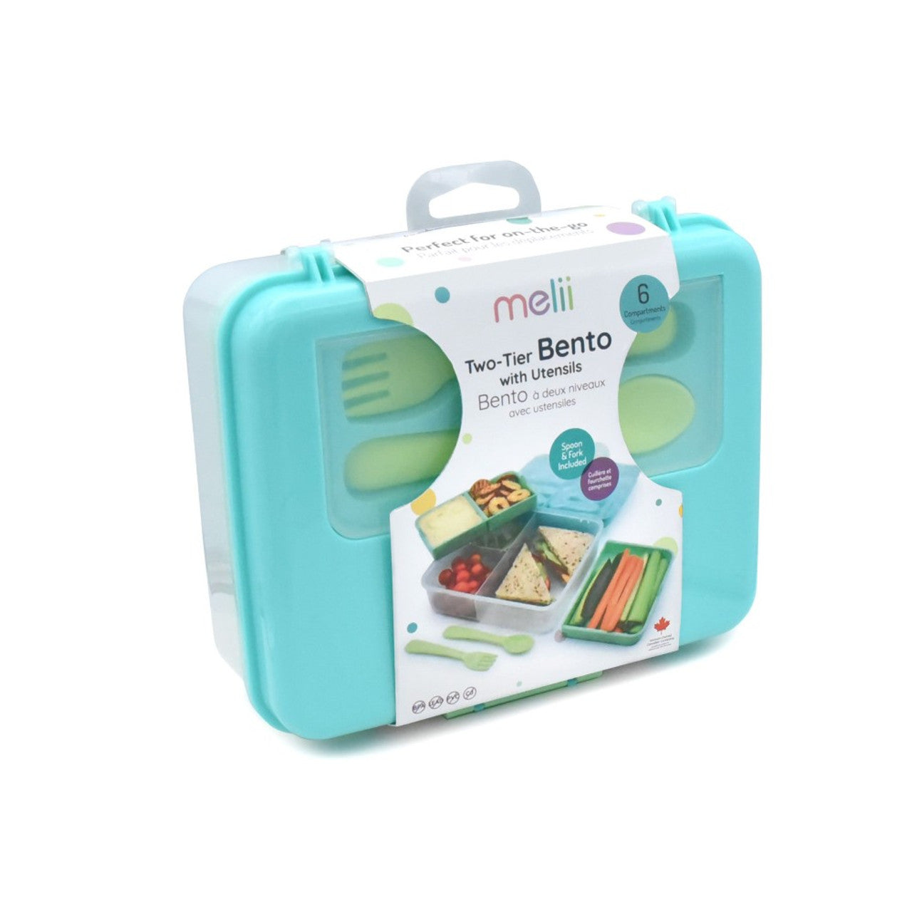 Melii 2 Tier Bento Box with Utensils available at Bear & Moo