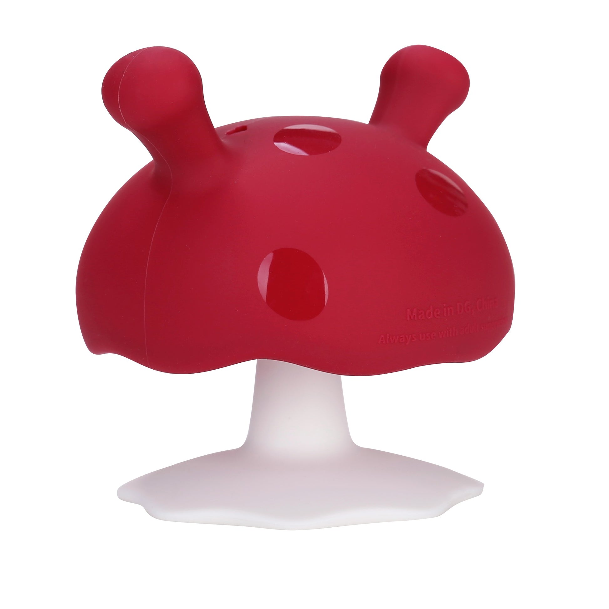 Mombella Mushroom Teether in Chimney Red available at Bear & Moo