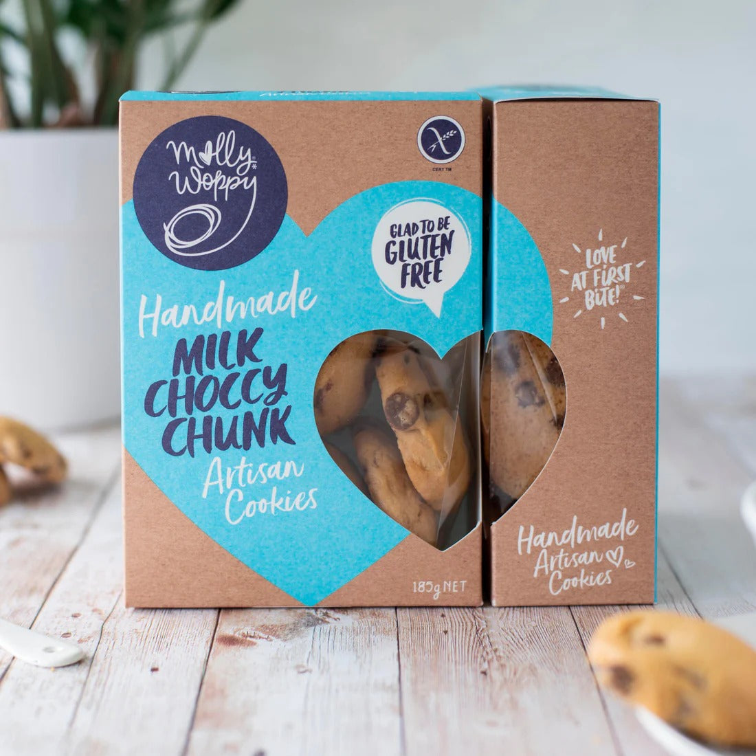 Molly Woppy Gluten Free Artisan Milk Choccy Chunk Cookies available at Bear & Moo