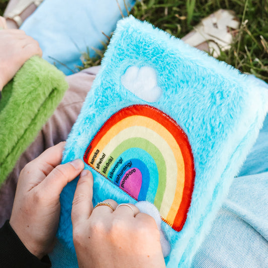 Moana Road Fluffy Notebook | Te Reo Māori Rainbow available at Bear & Moo