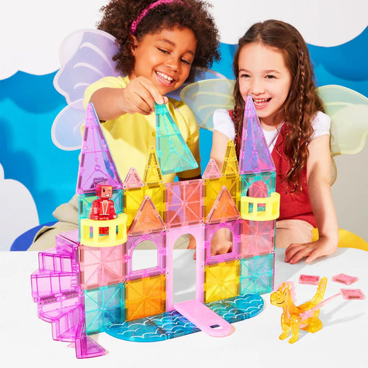 Magna-Tiles Castle DLX 48-Piece Magnetic Construction Set available at Bear & Moo