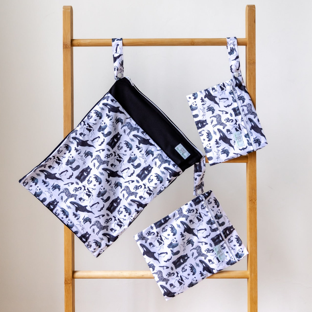 Bear & Moo Large Wet Bag | Monochrome Animals