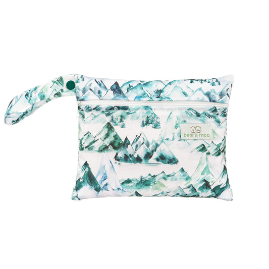 Bear & Moo Reusable Mini Wet Bag in Moody Mountains print