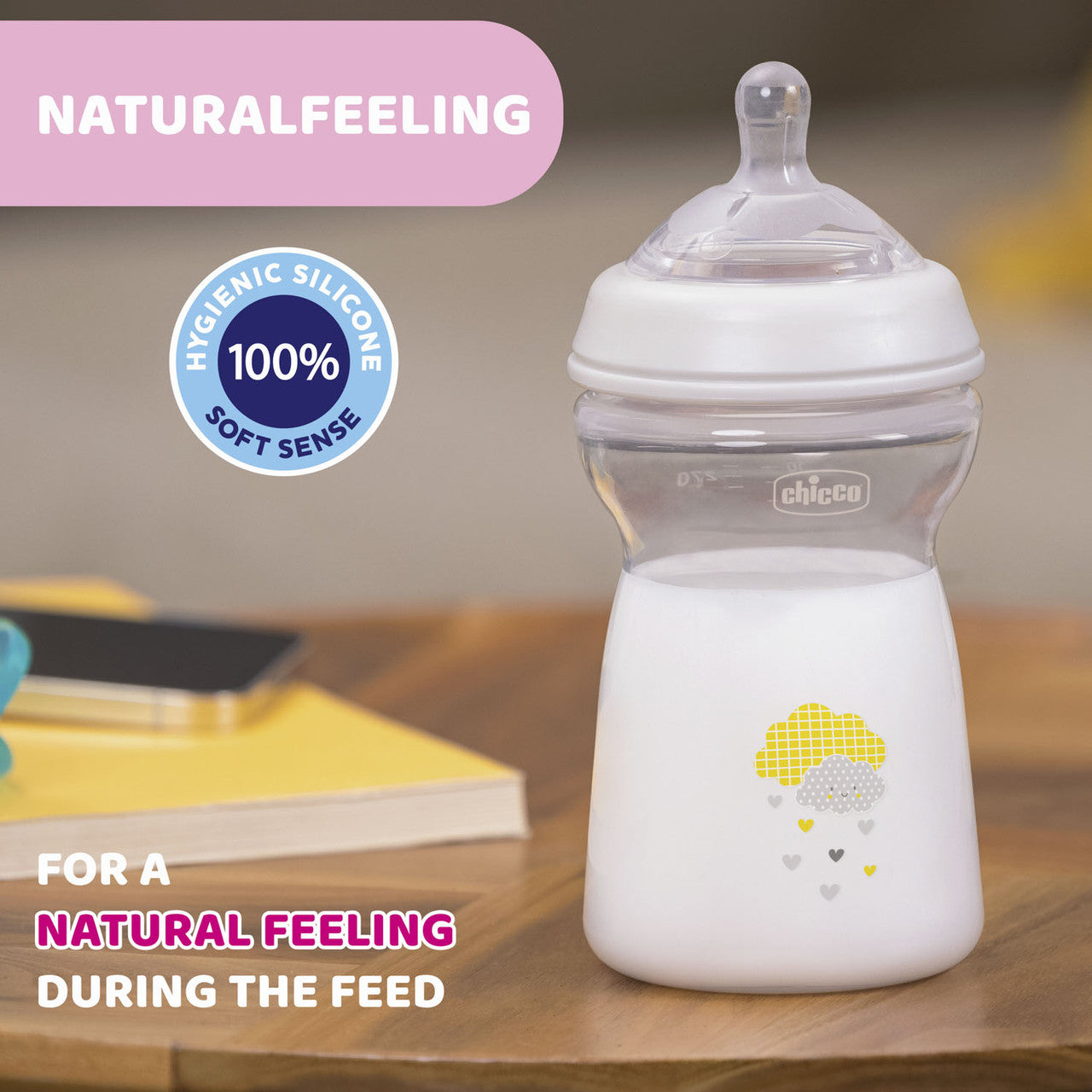 Chicco Natural Feeling Fast Flow Baby Bottle | 330ml | Bear & Moo