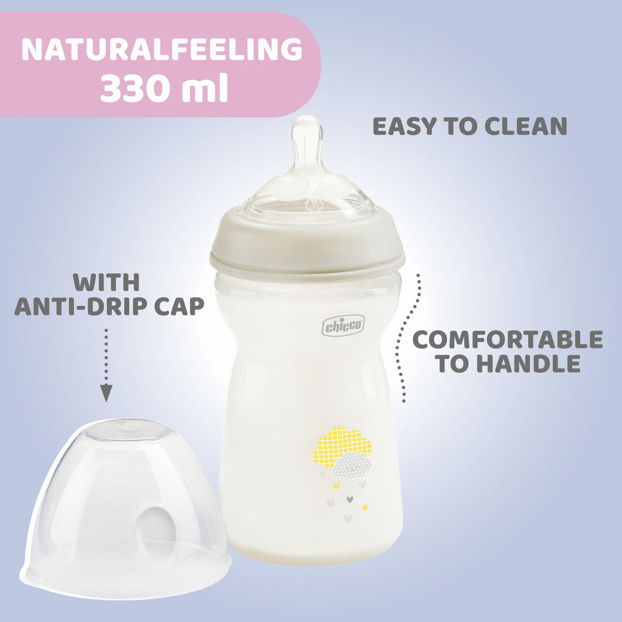 Chicco Natural Feeling Fast Flow Baby Bottle | 330ml | Bear & Moo