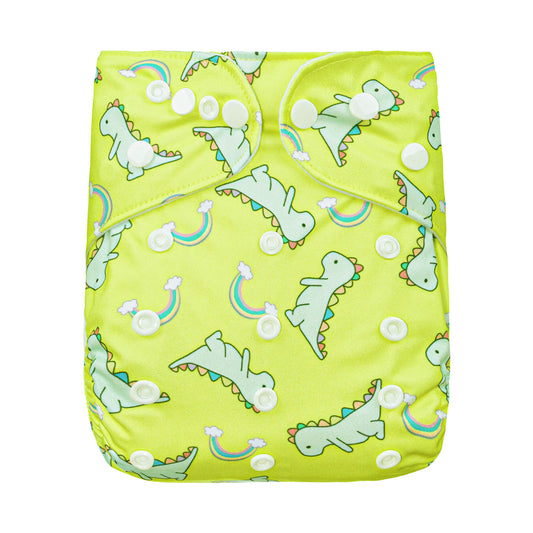Bear & Moo One Size Fits Most Reusable Cloth Nappy in Neon Dino