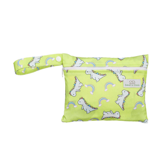 Bear & Moo Reusable Large Wet Bag in Neon Dino print