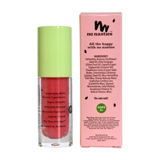 No Nasties Natural Lip Gloss | Juicy Watermelon available at Bear & Moo