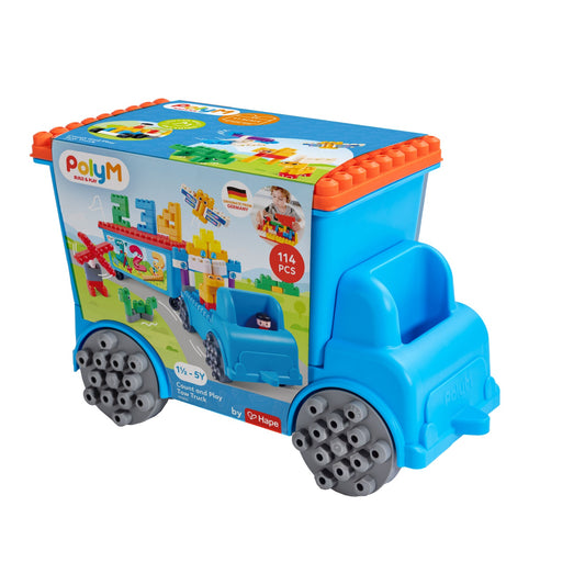 PolyM Count & Play Tow Truck | Building Block Toys available at Bear & Moo