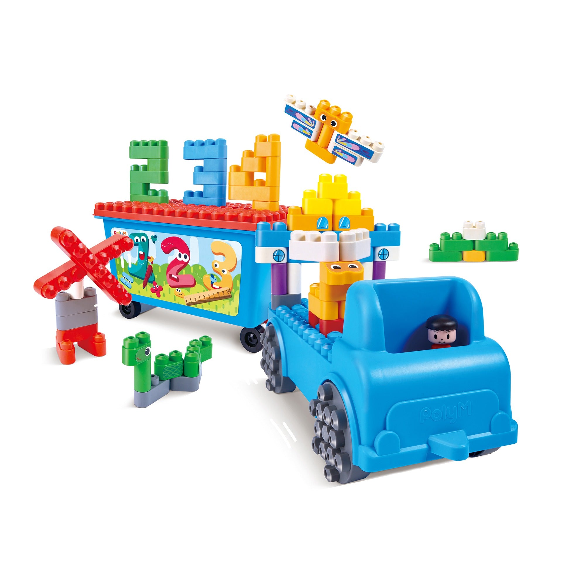 PolyM Count & Play Tow Truck | Building Block Toys available at Bear & Moo