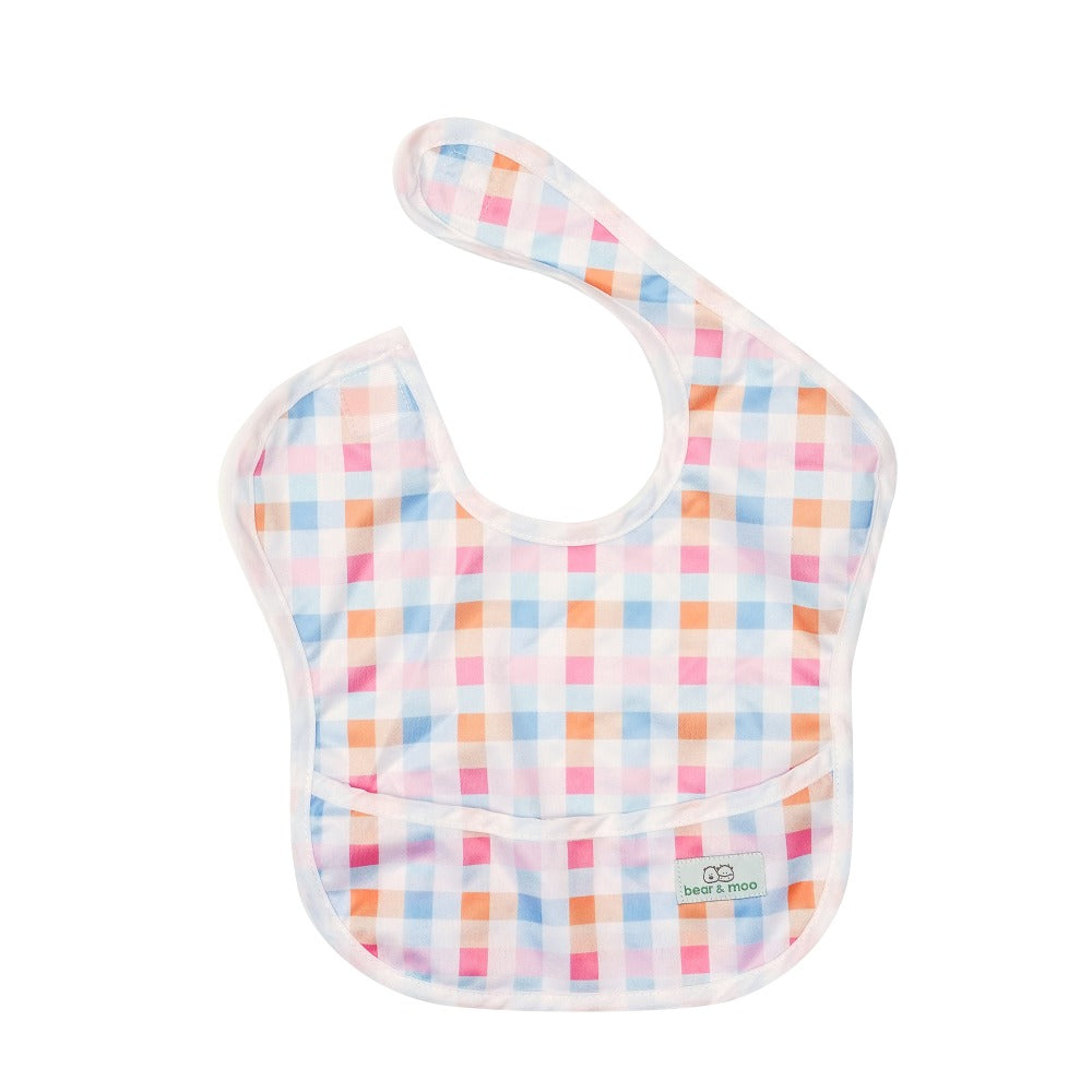 Bear & Moo Classic Bib | Pastel Plaid