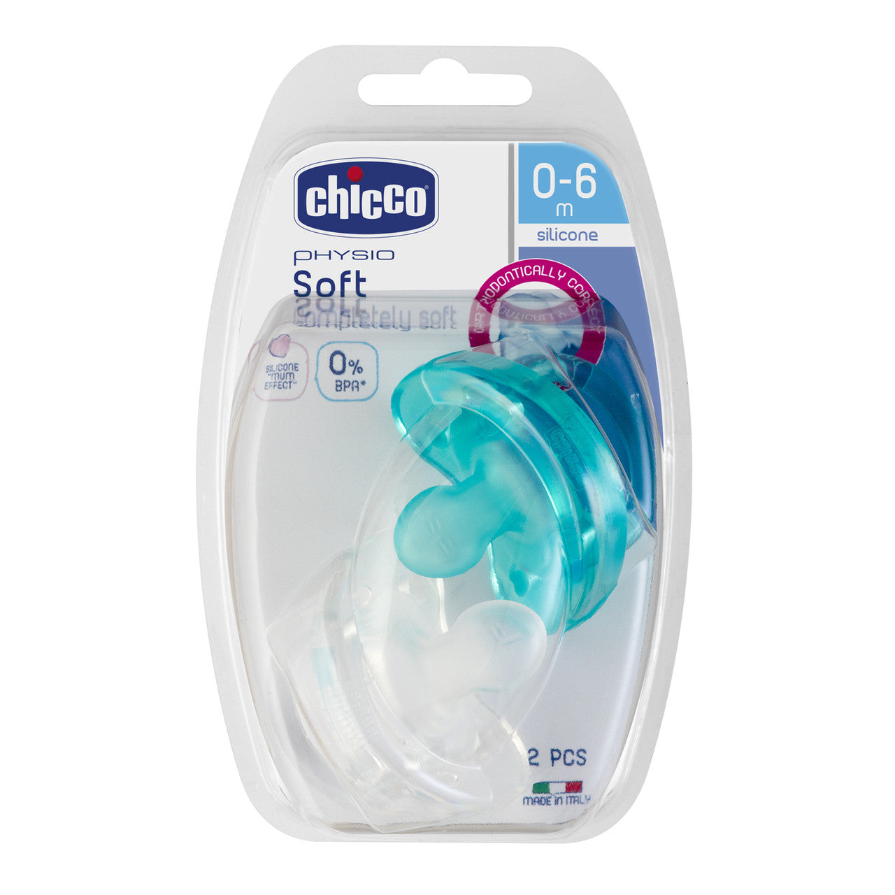 Physio Soft Soother 0-6m | 2 pack in Green & Clear available at Bear & Moo