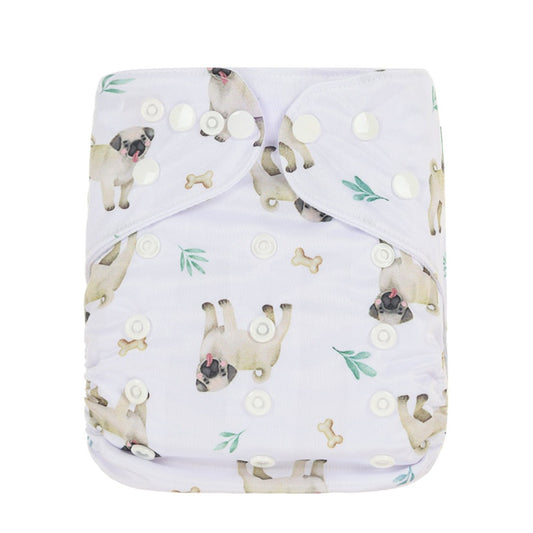 Bear & Moo Reusable Cloth Nappy | One Size Fits Most in Pugs print