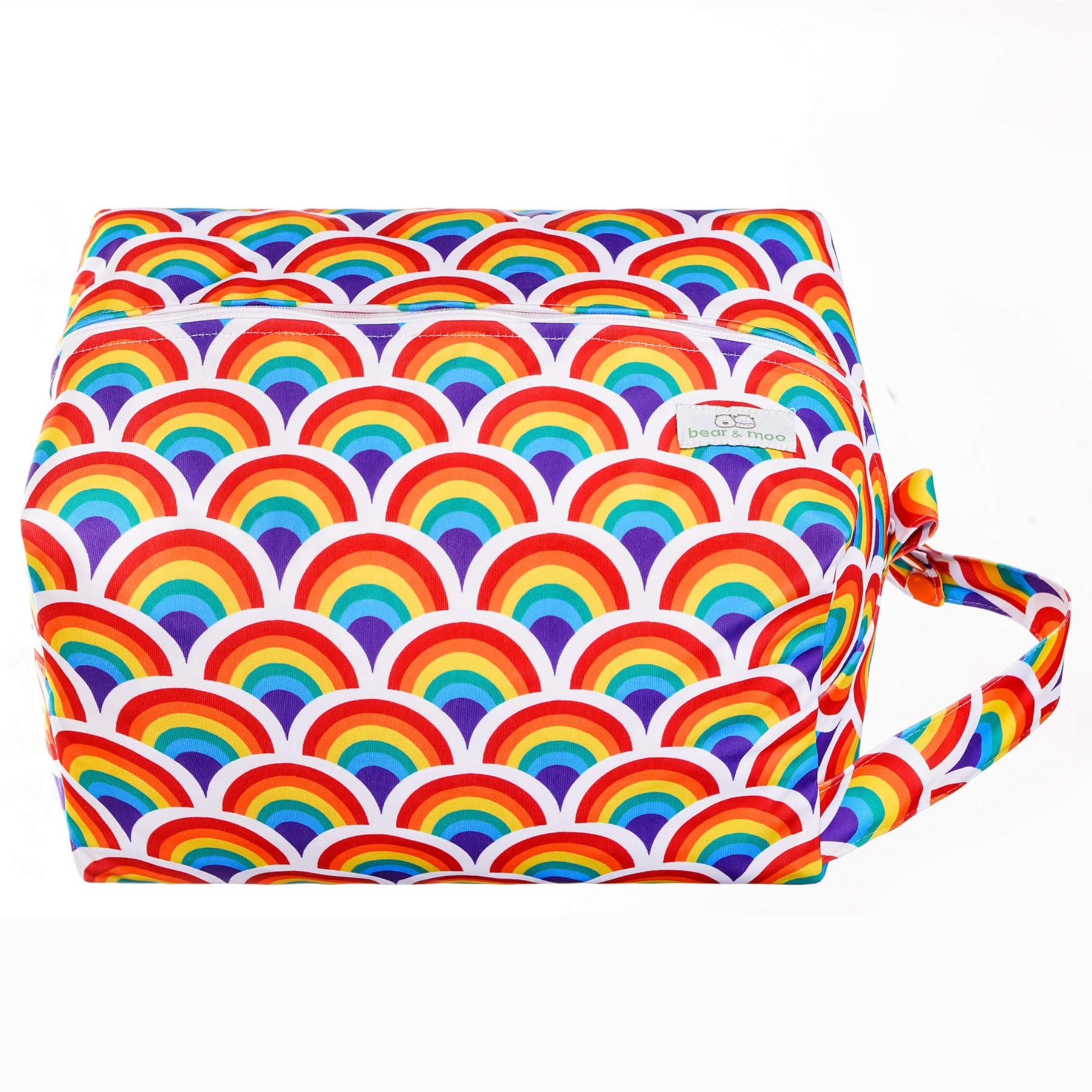 Bear & Moo Nappy Pod | Waterproof Baby Bag in Rainbow Bright Print