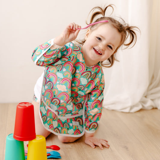 Sleeved Bib | Happy Rainbows