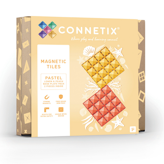 CONNETIX Magnetic Tiles | 2 Piece Base Plate Pack - Lemon & Peach available at Bear & Moo