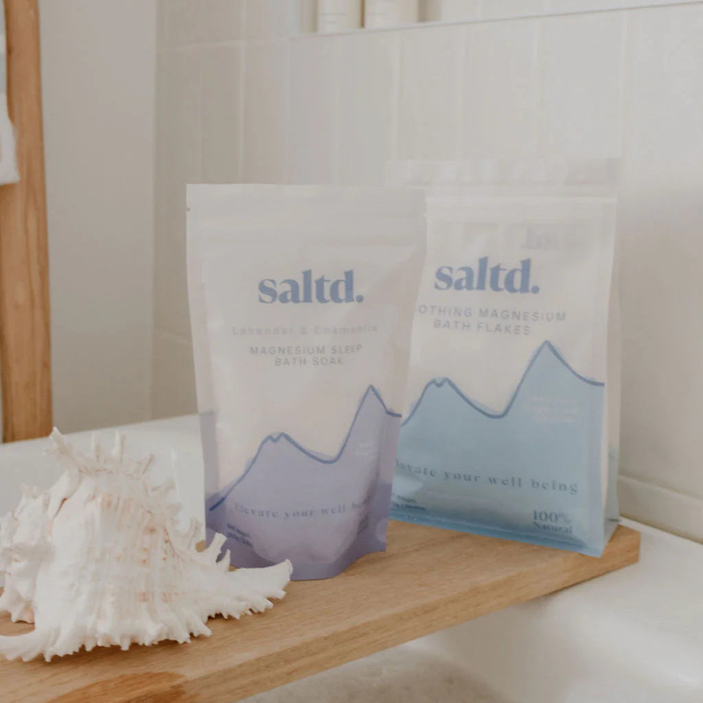 Saltd. Soothing Magnesium Bath Flakes available at Bear & Moo