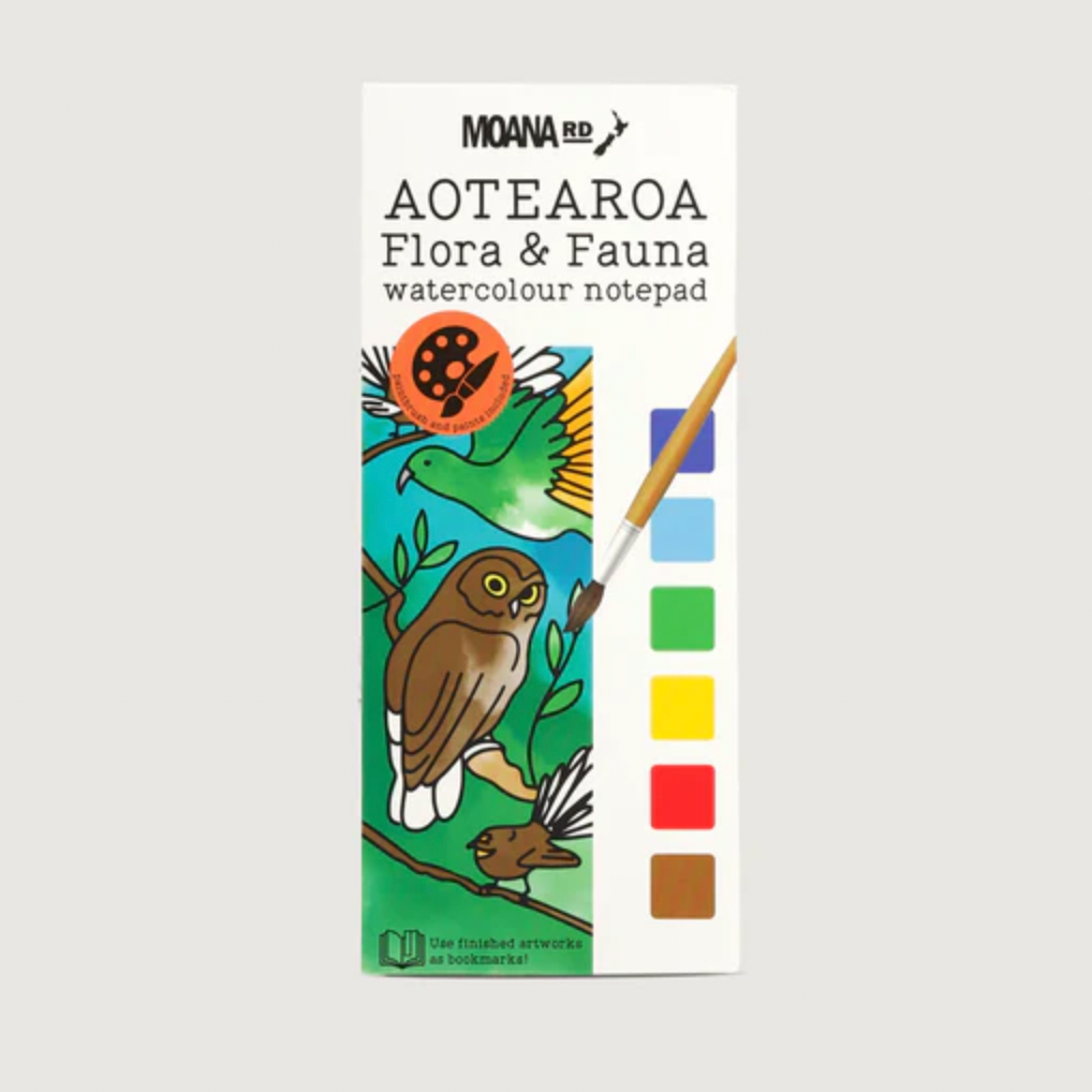 Moana Road Aotearoa Flora & Fauna Watercolour Notepad available at Bear & Moo