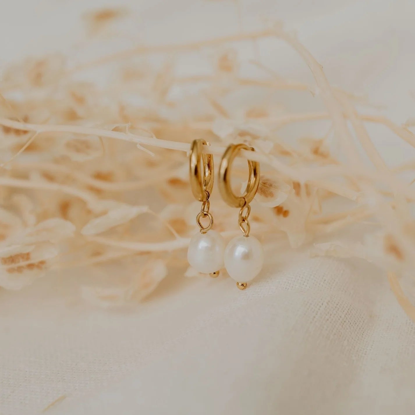 Katy B Jewellery Pearl Hoop Earrings available at Bear & Moo