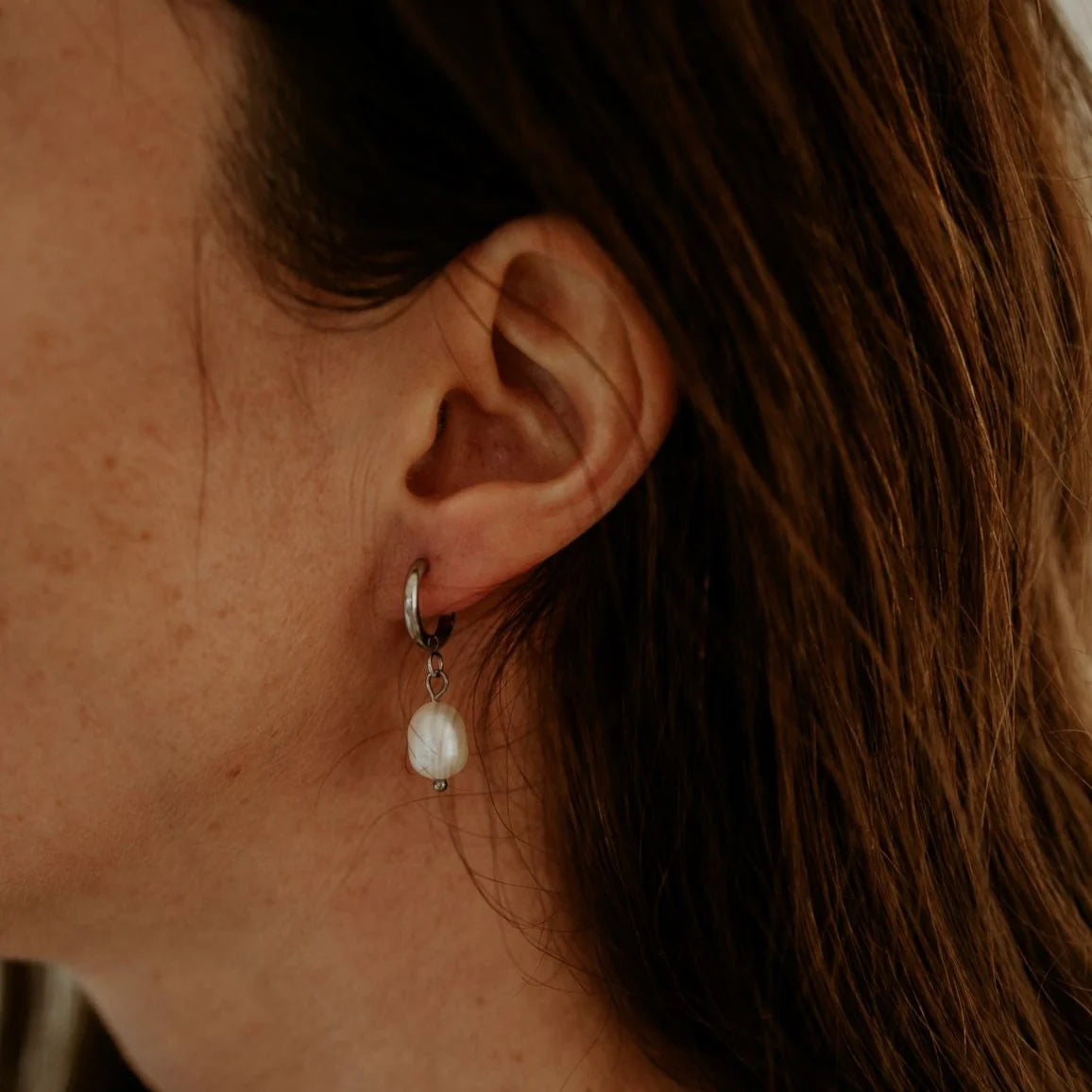Katy B Jewellery Pearl Hoop Earrings available at Bear & Moo