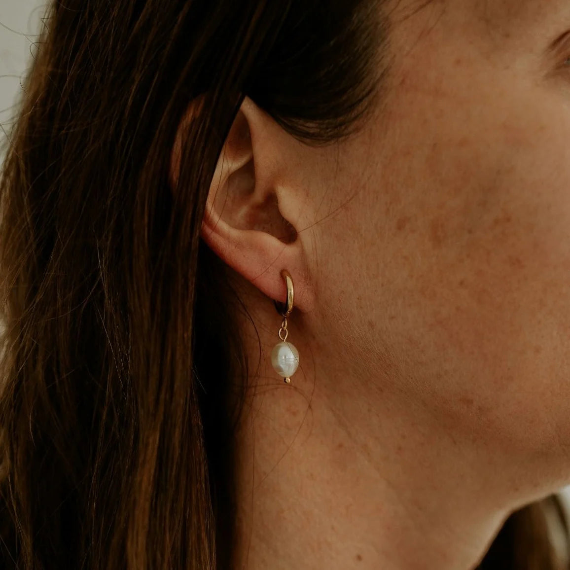 Katy B Jewellery Pearl Hoop Earrings available at Bear & Moo