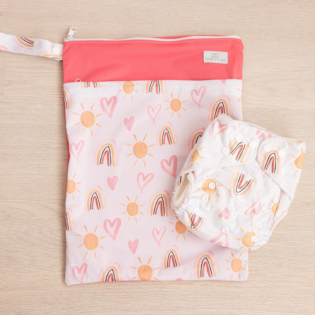 Bear & Moo Reusable Cloth Nappy | One Size Fits Most in Sunny Days print
