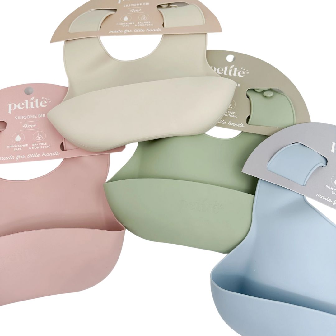 Petite Eats Silicone Bibs available at Bear & Moo