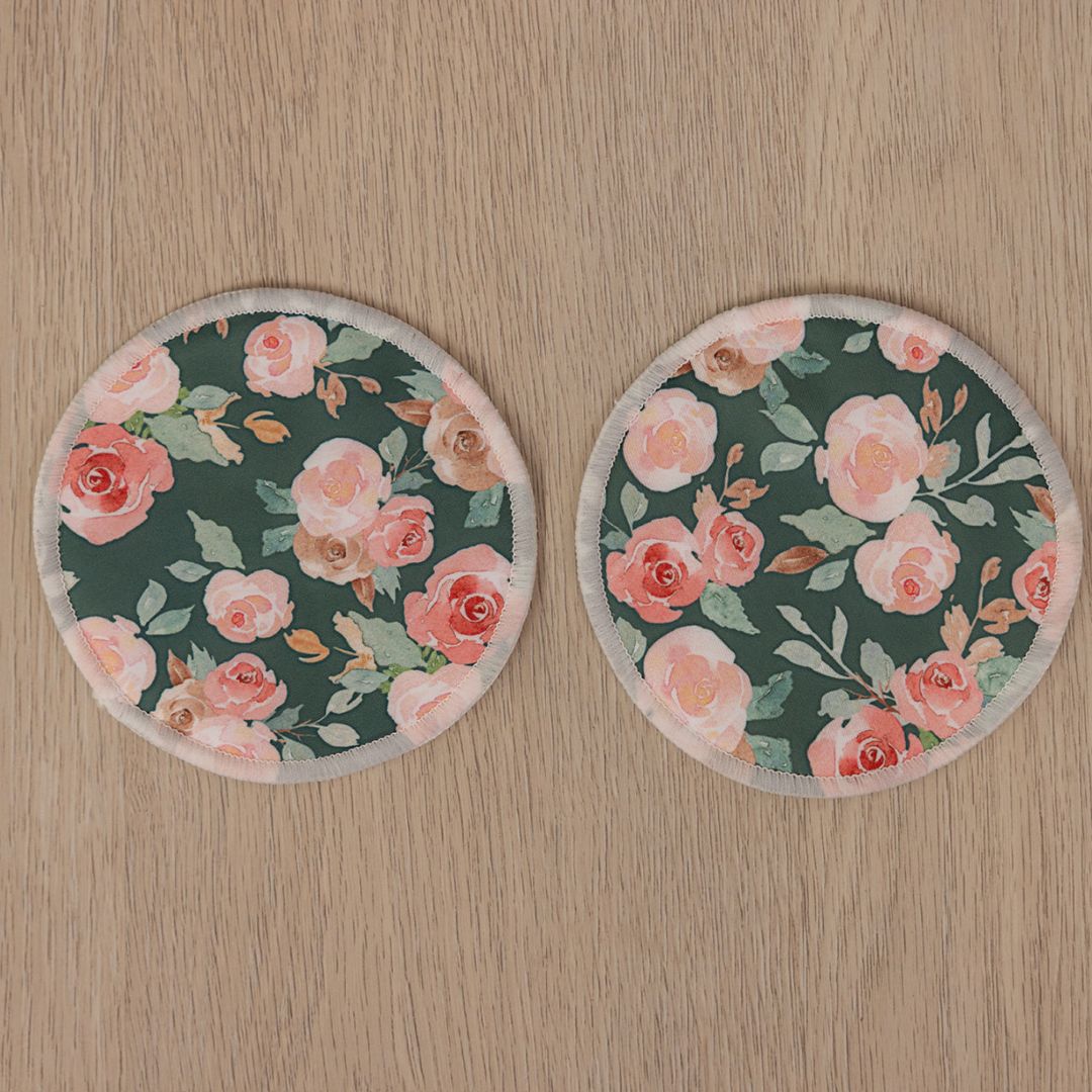 Bear & Moo Reusable Breast Pads in Autumn Rose Floral print