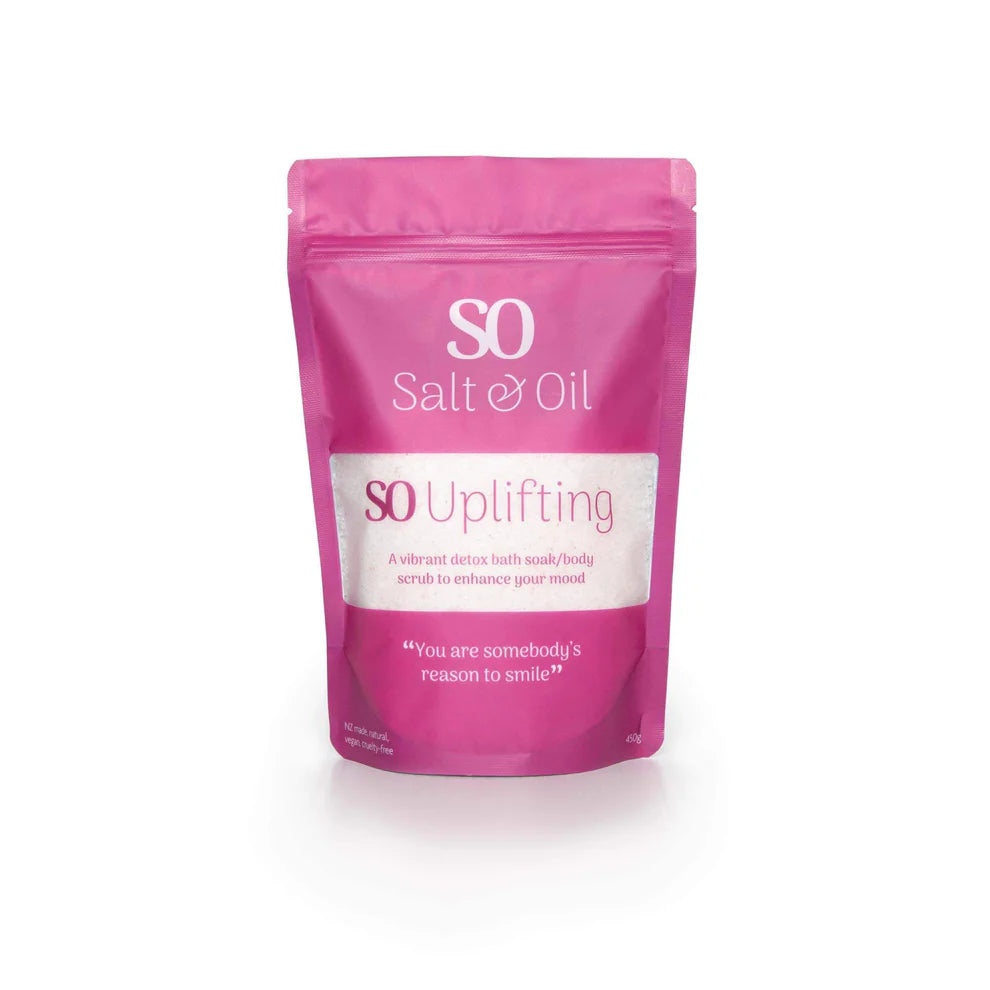 Salt & Oil Uplifting Bath Soak Pouch 450g available at Bear & Moo