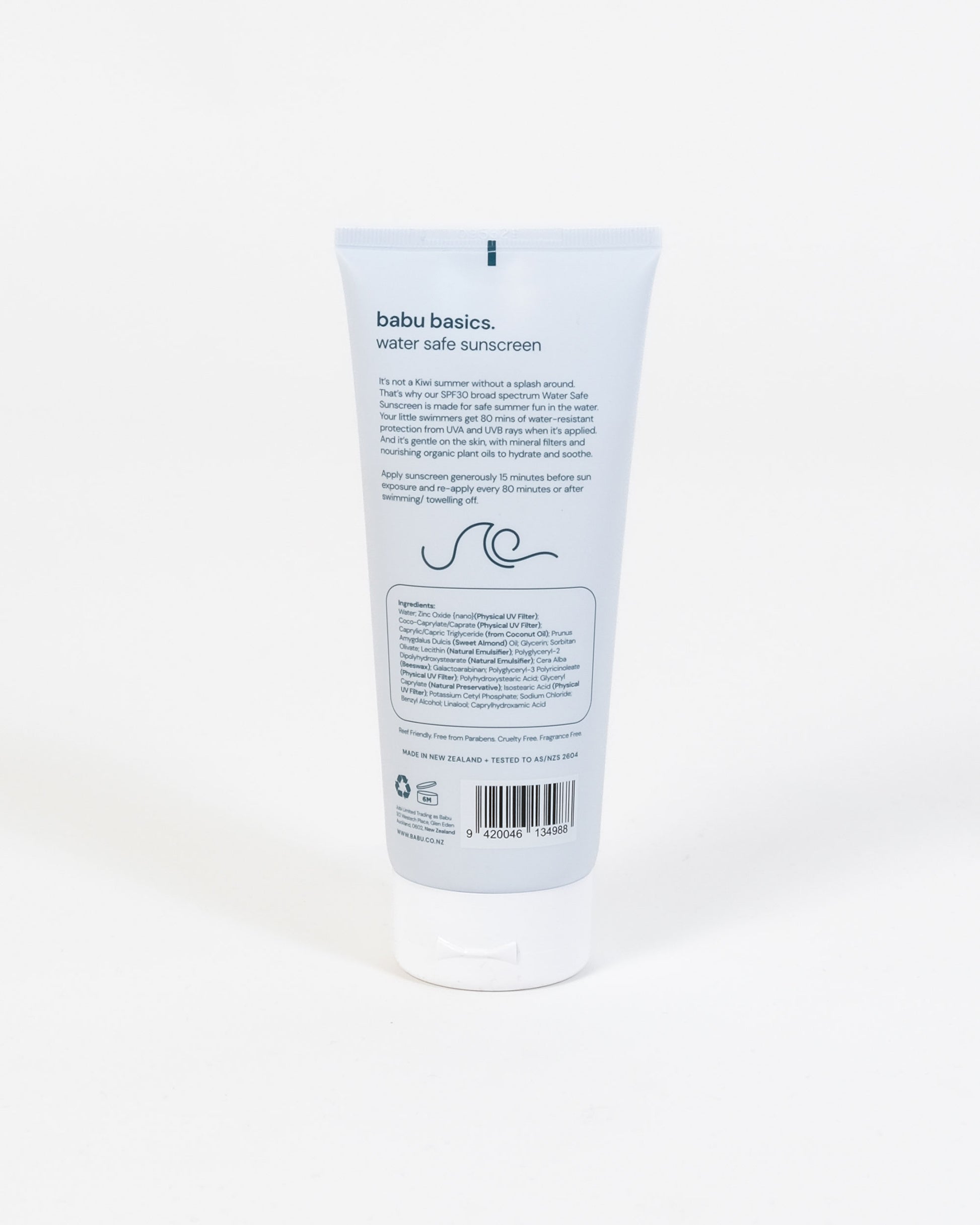 Babu Basics sunscreen tube on a white background