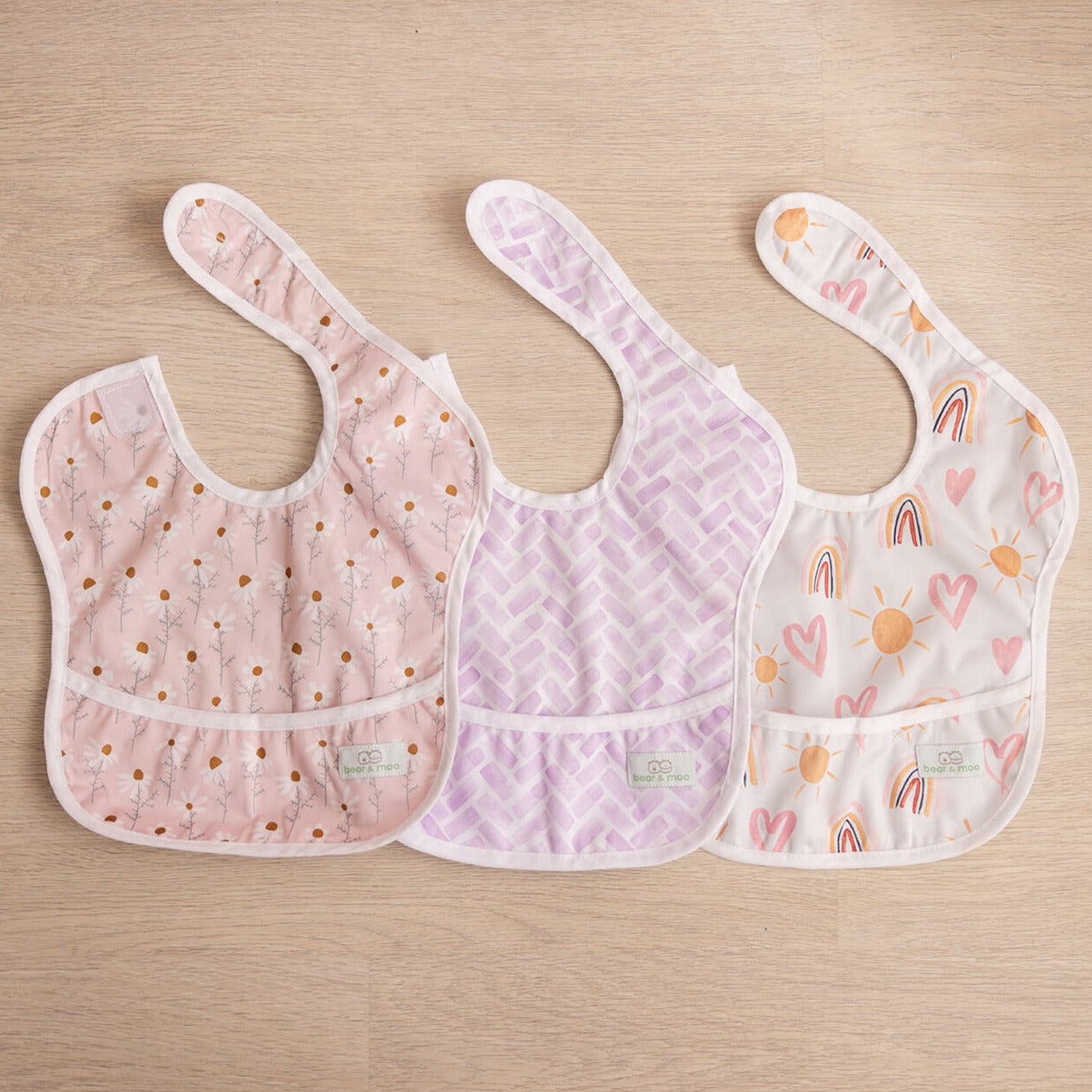 Bear & Moo Classic Bib | Herringbone Lilac