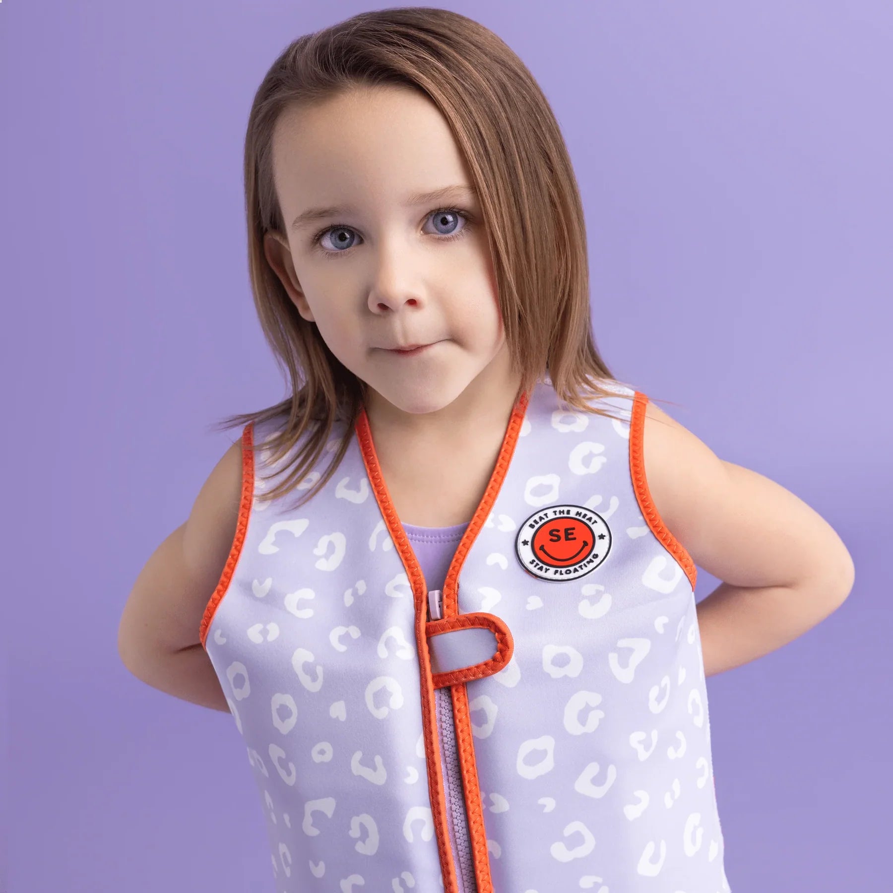Swim Essentials Kids Swimming Vest | Lilac Leopard available at Bear & Moo