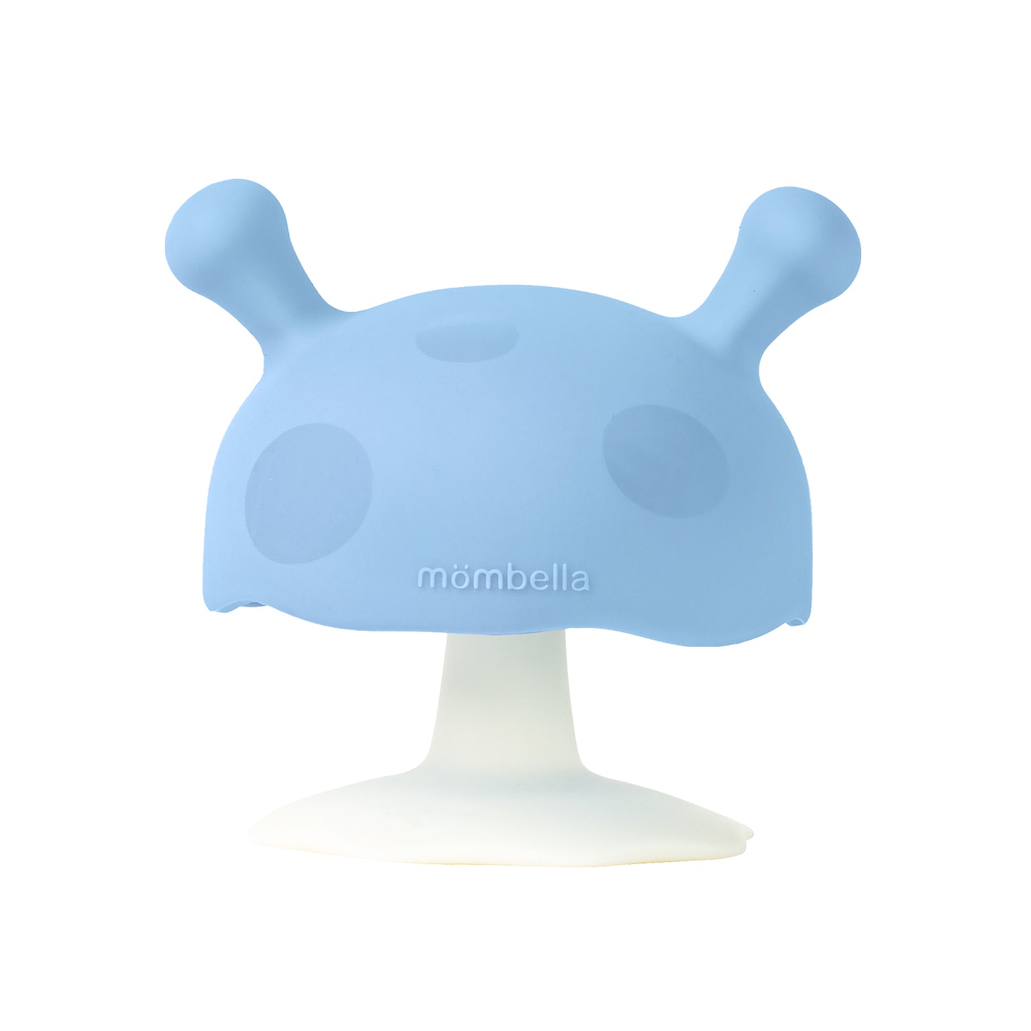 Mombella Mushroom Teether in Light Blue available at Bear & Moo