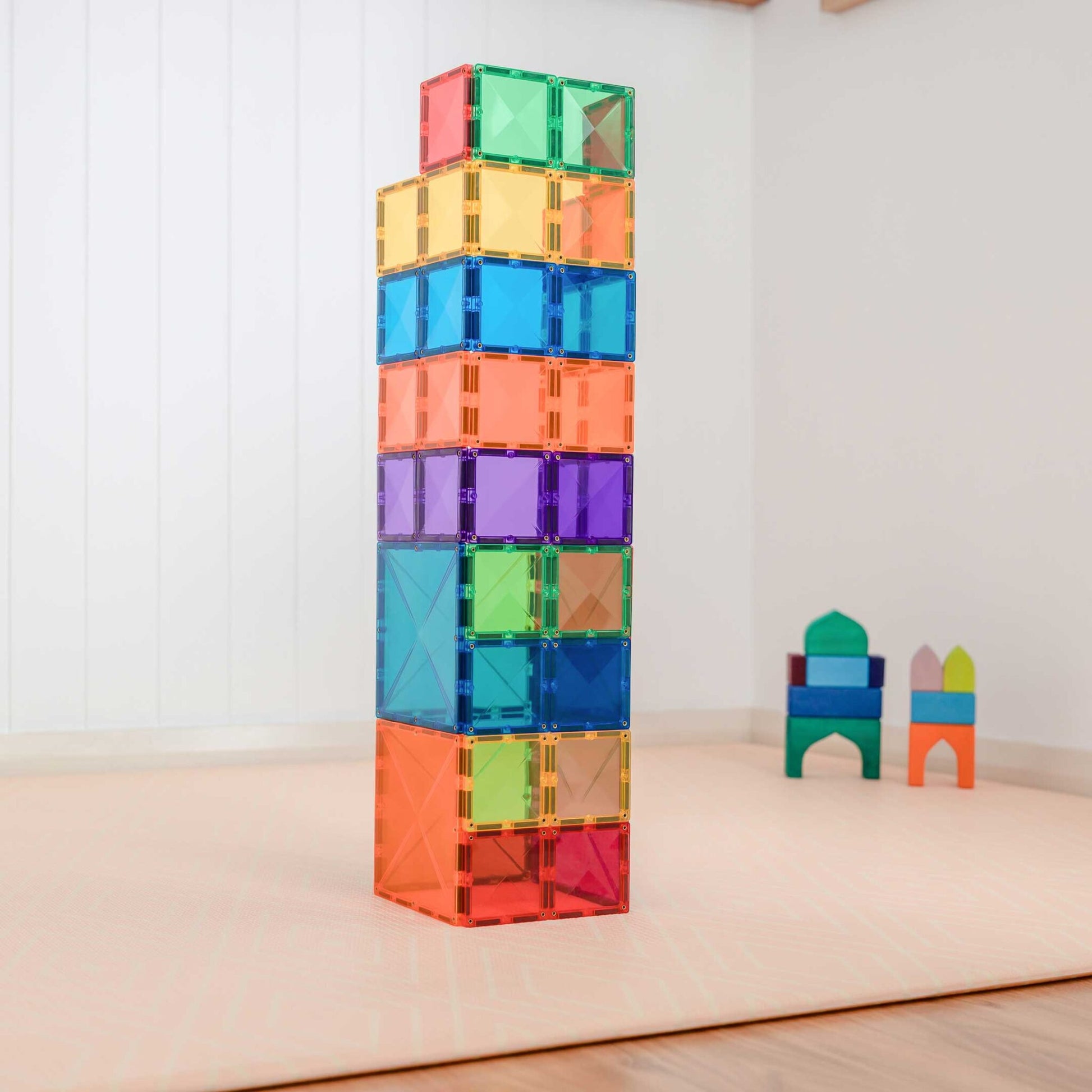 Connetix Tiles | 42 Piece Rainbow Square Pack available at Bear & Moo