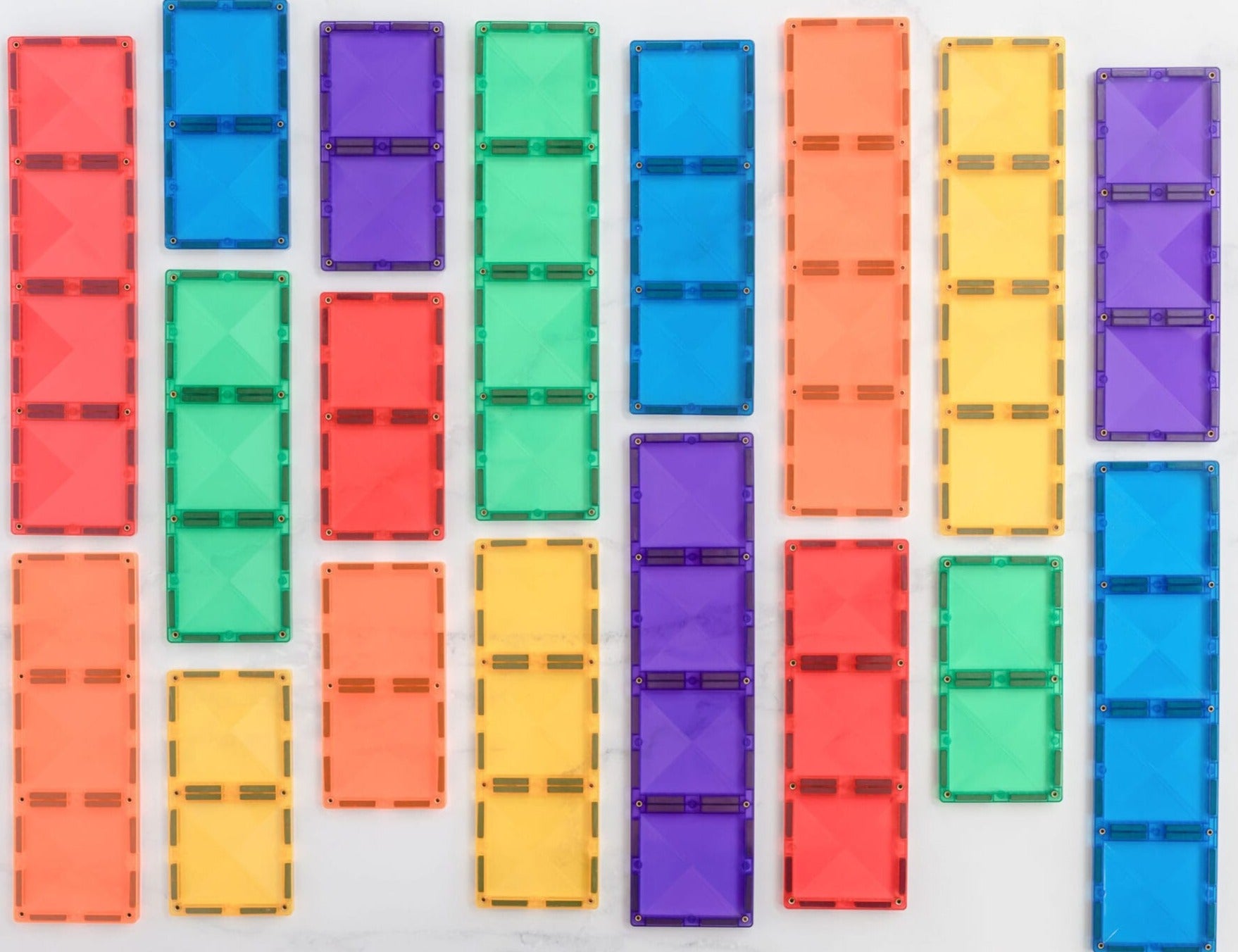 Connetix Tiles | 18 Piece Rainbow Rectangle Pack available at Bear & Moo