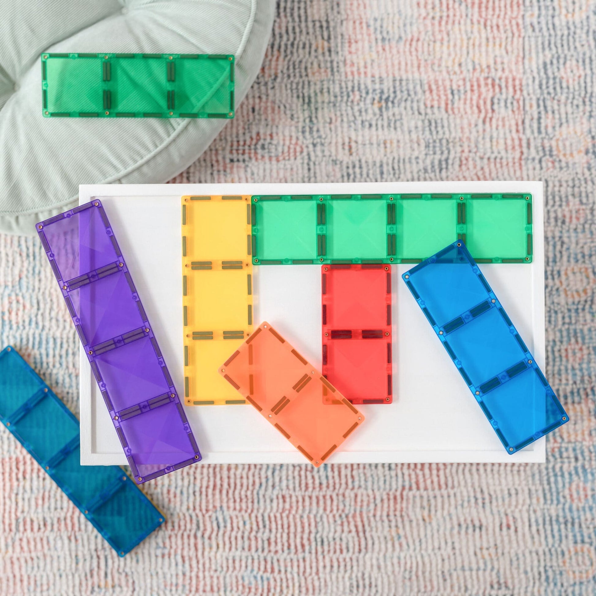 Connetix Tiles | 18 Piece Rainbow Rectangle Pack available at Bear & Moo