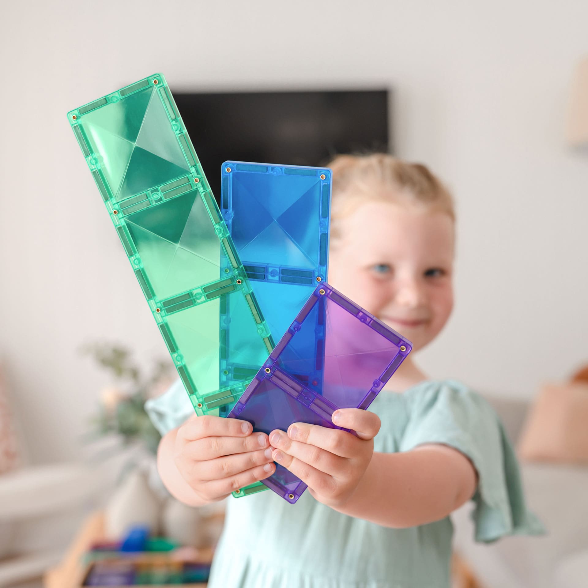 Connetix Tiles | 18 Piece Rainbow Rectangle Pack available at Bear & Moo