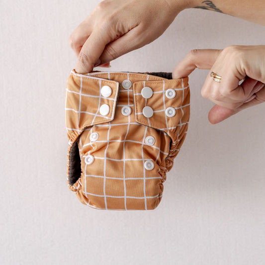 Gingernut Gingham Newborn Nappy