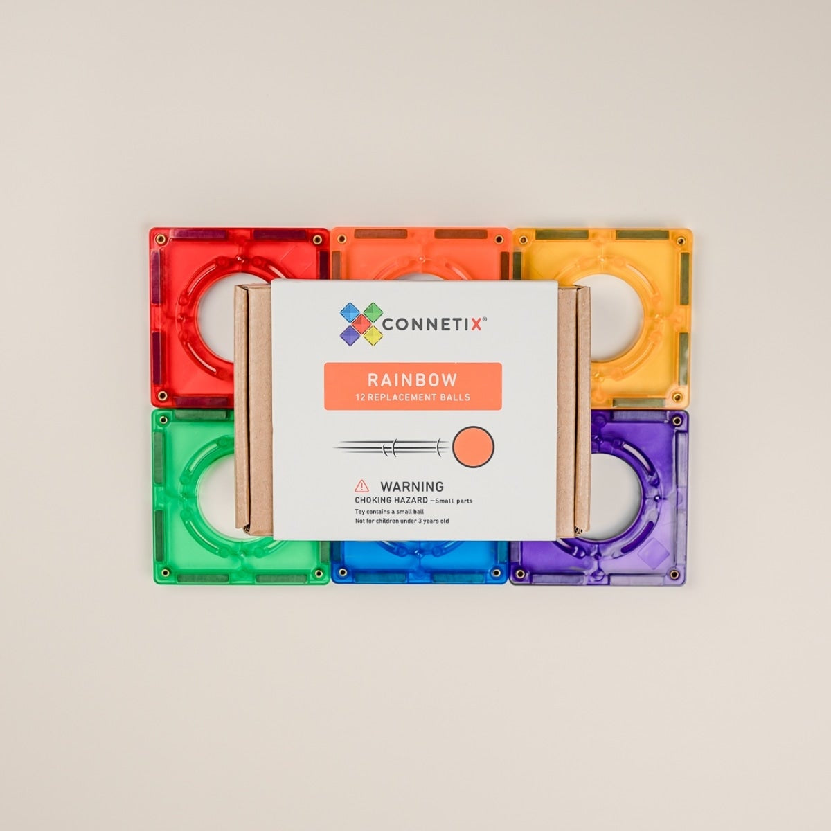 CONNETIX Magnetic Tiles - 12pc Rainbow Replacement Ball Pack available at Bear & Moo