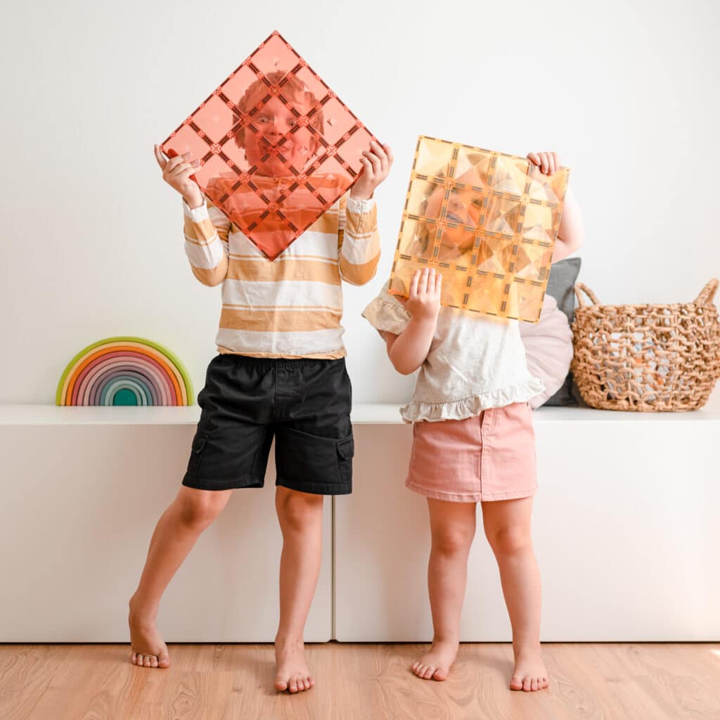 CONNETIX Magnetic Tiles | 2 Piece Base Plate Pack - Lemon & Peach available at Bear & Moo